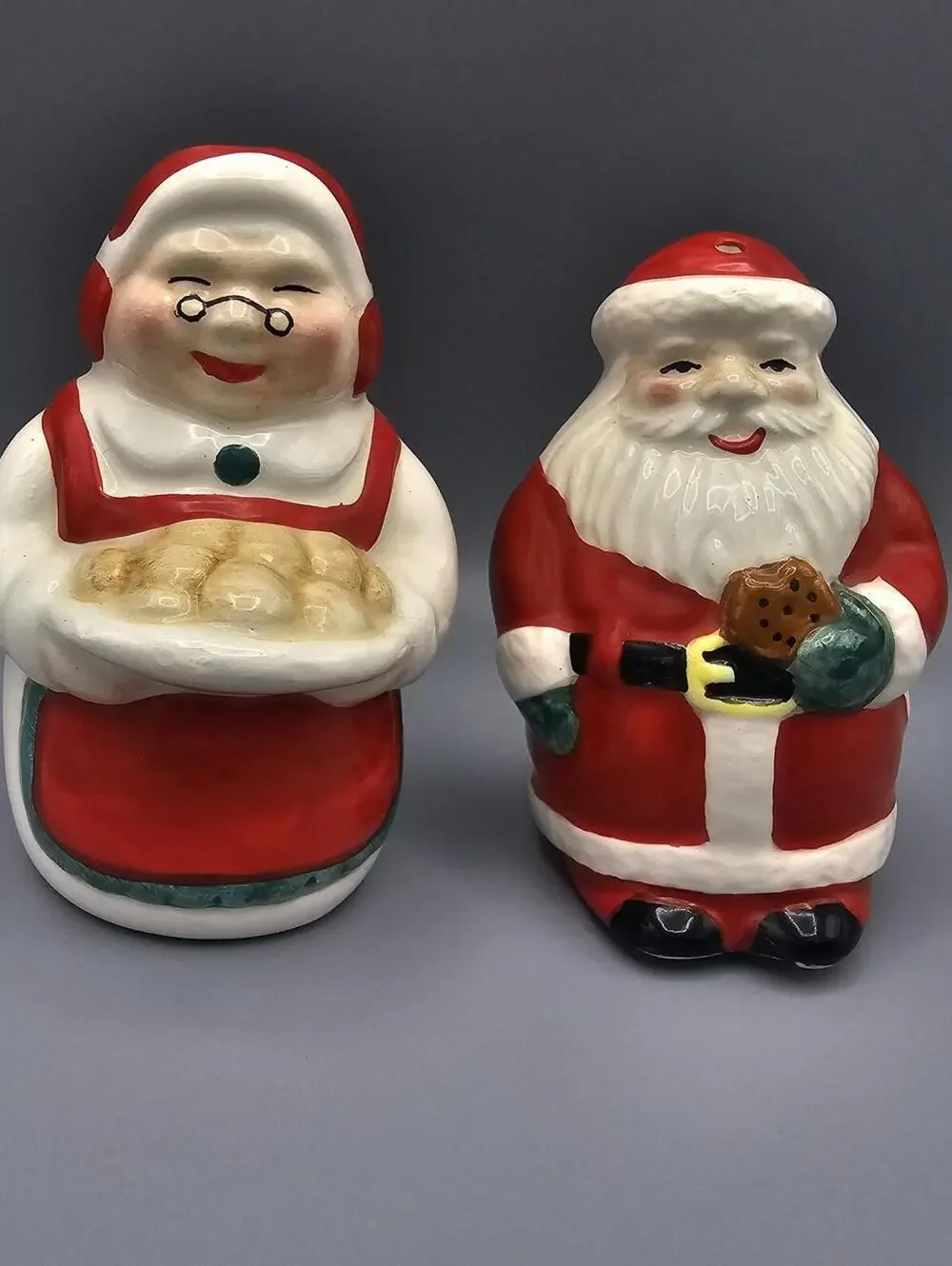 Ceramic Santa and Mrs. Claus Salt and Pepper Shakers